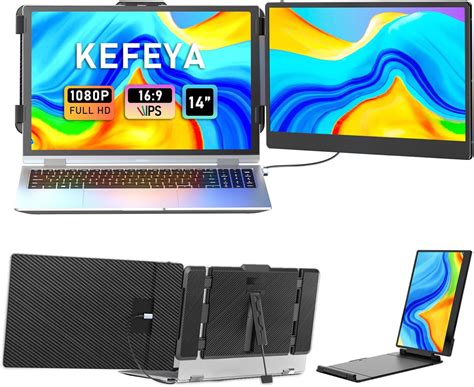 KEFEYA 14" Laptop Monitor Extender, 1080P FHD IPS, Portable Second ...