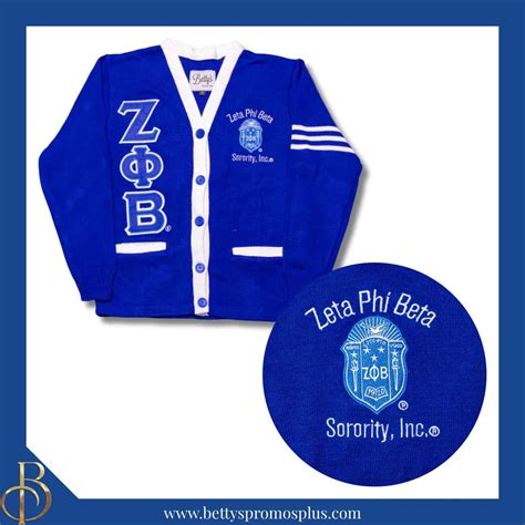 Zeta Phi Beta ΖΦΒ Cardigan Sweater with Double Stitched Twill Embroide