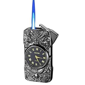 First Dot Torch Lighter with Quartz Watch | Refillable Windproof Butane ...