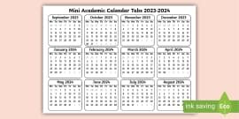 Mini Academic Tabs 2024- 2025 Calendar