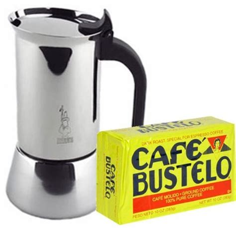 Bialletti Venus Stainless Steel 4 Cup Coffee maker. Free Bustelo 10 ...