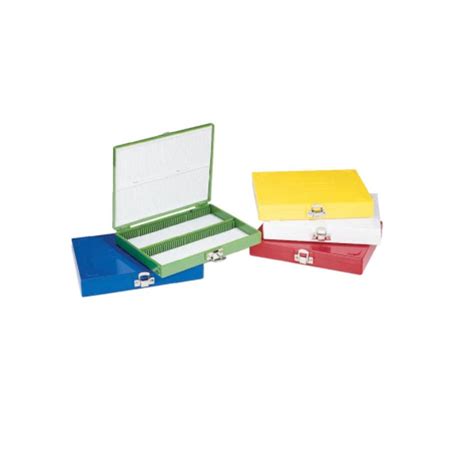 ECOPARK LABORATORY PREMIUM MICROSCOPE SLIDE BOX, YELLOW, HINGED WITH ...