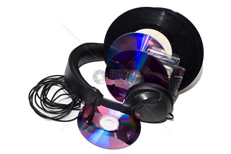 磁带 乙烯唱片 CD和耳机耳塞音乐光盘立体声记录高清图片下载-正版图片320227706-摄图网