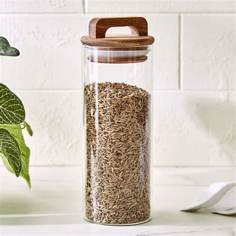 Buy Chefs Pride Marcus Borosilicate Glass Jar with Acacia Wood Lid ...