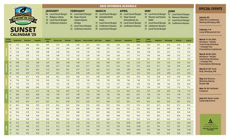 2025 Sunset Calendar - The Manitoba-Saskatchewan Conference