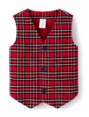 Boys Sleeveless Plaid Vest - Royal Christmas - RED | Gymboree