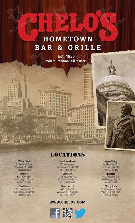 Menu at Chelo's Hometown Bar & Grille, East Providence, 45 Newport Ave # D