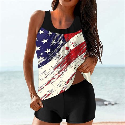 Wiyuqeen American Flag Tankini Swimsuits Women's Swim Tank Tops with ...