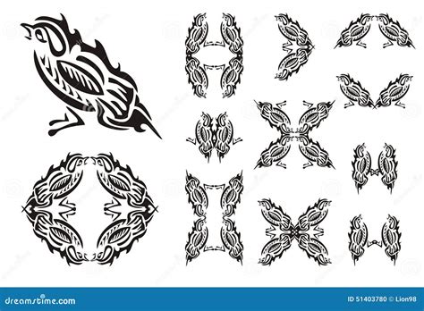 Tribal Sparrow and Sparrows Symbols Stock Vector - Illustration of ...