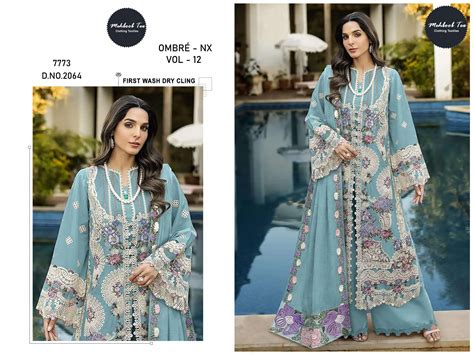 MEHBOOB TEX OMBRE NX VOL 12 COTTON WITH HEAVY EMBROIDERY DESIGNER WORK ...