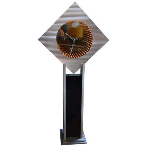 Contemporary Infinity Floor Clock in Brushed Aluminium For Sale at ...