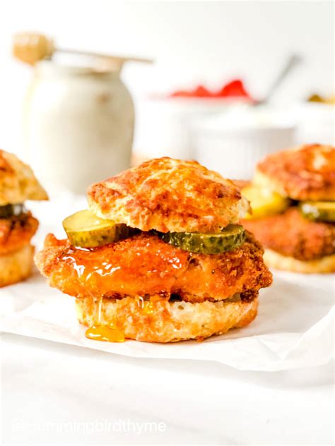 Spicy Fried Chicken Biscuit Sandwich - Hummingbird Thyme