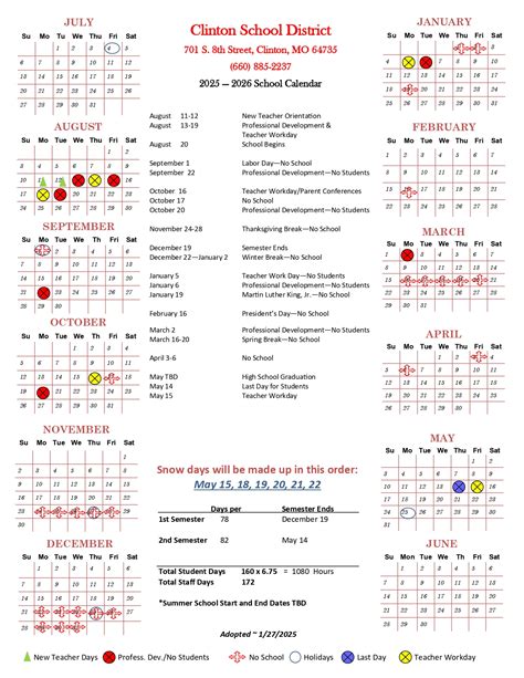 Clinton School District 25-26 Calendar revised [PDF] - EduCounty