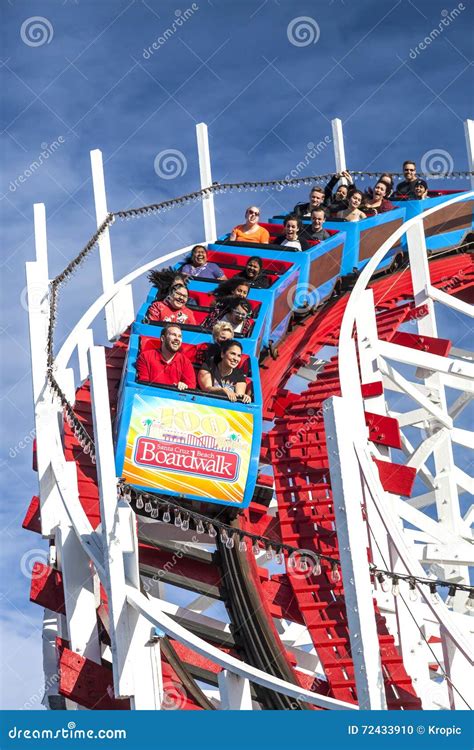 People on Giant Dipper Roller Coaster, Santa Cruz, California Editorial Image - Image of ...