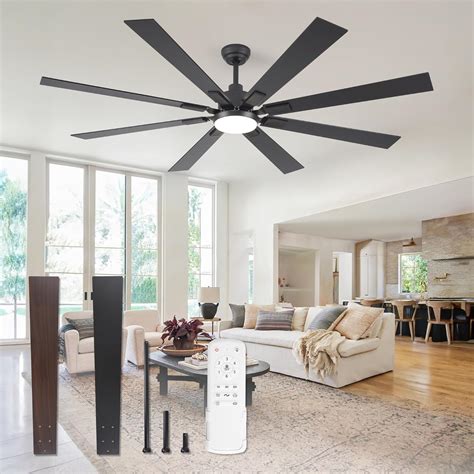 ZMISHIBO 72 inch Large Ceiling Fans with Lights and Remote, Indoor ...