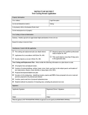 Fillable Online DISTRICT OF SECHELT Tree Cutting Permit Application Fax ...