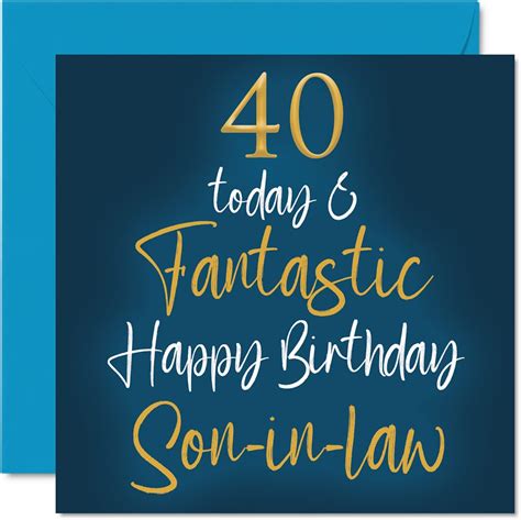 Amazon.com : Stuff4 Fantastic 40th Birthday Cards for Son-in-law - 40 Today & Fantastic - Happy ...