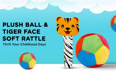 Pikipo Soft Ball (Small, 11cm) and Tiger Face Soft Rattle Combo ...