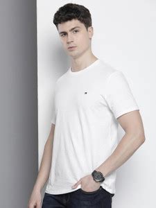 TOMMY HILFIGER Solid Men Round Neck White T-Shirt - Buy TOMMY HILFIGER ...