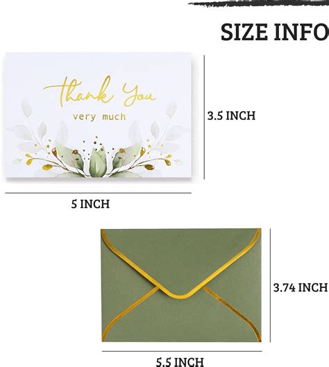 Buy Winoo Design 100 PK Sage Green Thank You Cards with Envelopes Bulk ...
