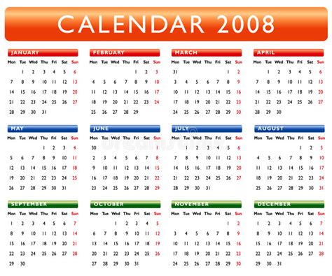 2008日历 库存例证. 插画 包括有 阿尔法, 星期天, 周末, 设计, 时间, 日期, 德语, 公用, 1月 - 3810912