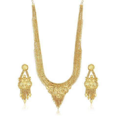 Buy Sukkhi Moddish Gold plated Rani Haar Necklace Set for Women ...