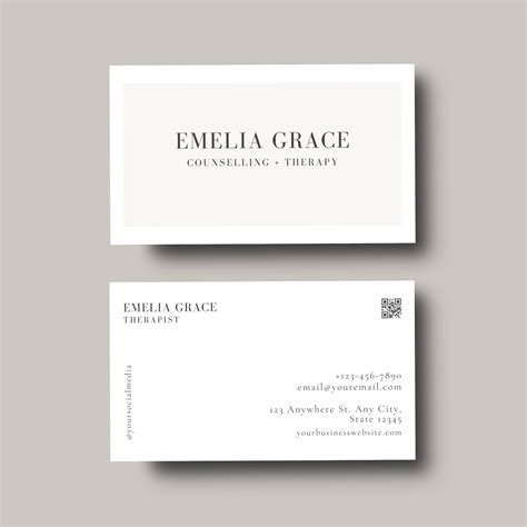 Therapist Business Card Template: Minimalist Design, Editable in Canva ...