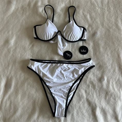 Lulus swimsuit set, bikini top and high-waisted... - Depop