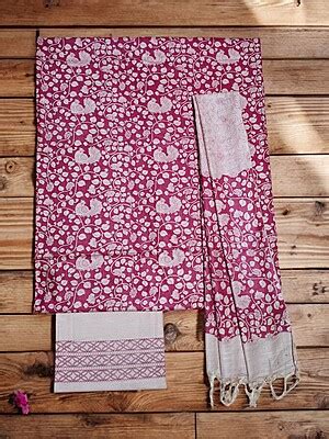 Kalamkari Unstitched Salwar Suit Set with Dupatta