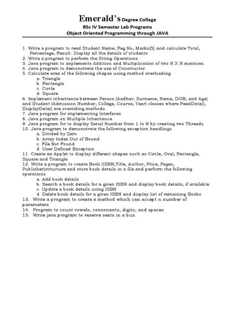 Image result for Java Lab Programs PDF