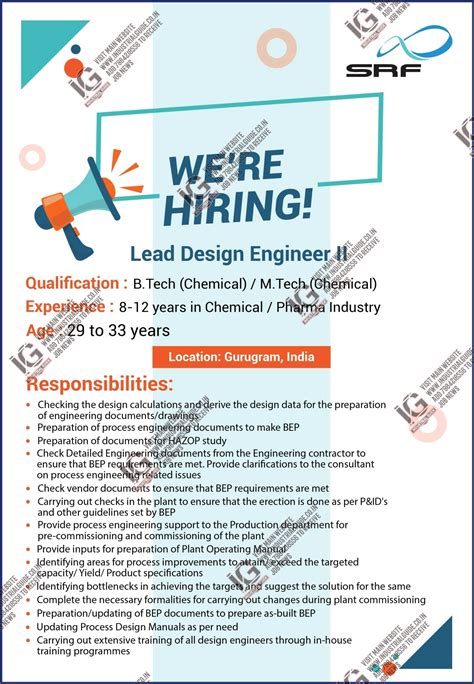 SRF Limited jobs for Chemical Engineer apply now