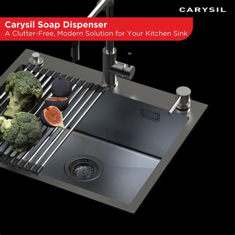 Carysil Kitchen Sink Soap Dispenser, 300ml Top Refill Built-in, Chrome ...