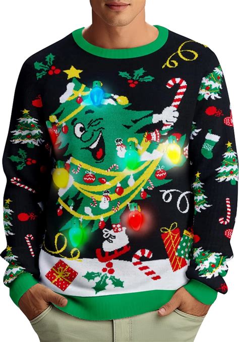 Amazon.com: ZenGents Men Women's Light Up Ugly Christmas Sweater Funny ...
