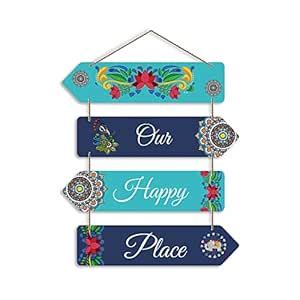 Artvibes Wood Our Happy Place Decorative Wall Art Mdf Wall Hanger For ...