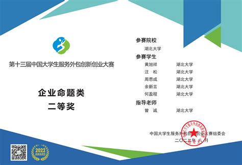 我院学子荣获中国大学生服务外包创新创业大赛二等奖-湖北大学计算机与信息工程学院