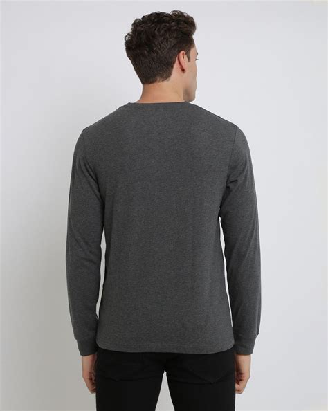 Buy Charcoal Melange Grey Solid T-Shirt – Crocodile