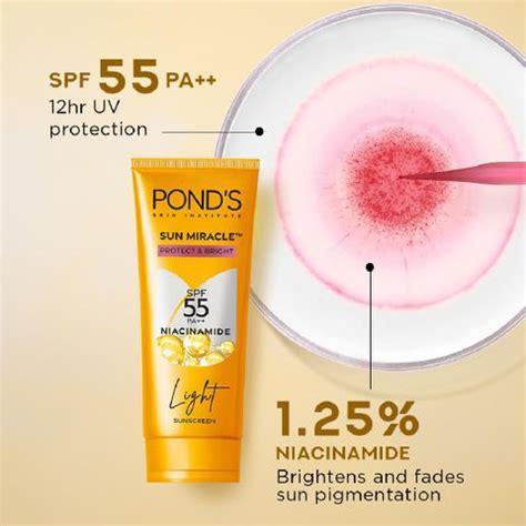 POND's Sunscreen - SPF 55 PA++ Light Sun Miracle Protect & Bright, With ...