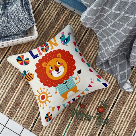 Animal Printed Cotton Canvas Decorative Cushion Cover , Set of 5 ...