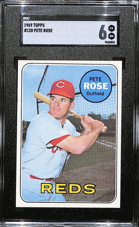 Lot - 1969 Topps Pete Rose Baseball Card #120 SGC 6 EX-NM