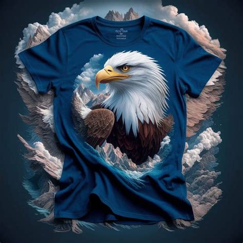 Stunning Navy Blue Eagle Round Neck Short Sleeve Cotton Tee – Acquires