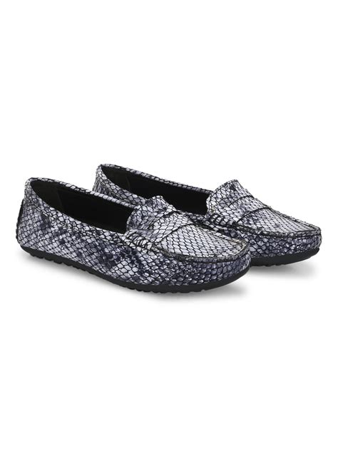 CARLO ROMANO BLACK COLOR SUPER COMFORTABLE SNAKE PRINTED LOAFER SHOES ...