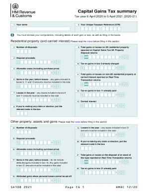 2022-2026 Form UK HMRC SA108 - Blank Fillable Template | Fill Out ...