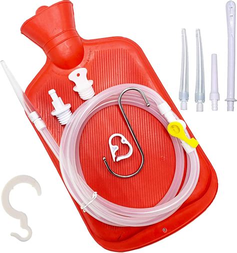 Amazon.com: JZCXword Enema Bag Kit for Colon Cleanse – 6.3ft Silicone Hose 5 Enema Tips 2L ...