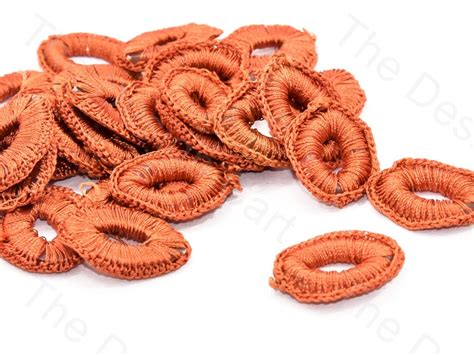 Dull Orange Oval Crochet Thread Rings