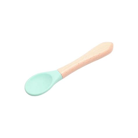 THE LITTLE LOOKERS Silicone Spoon with Bamboo Handle, BPA Free Feeding ...