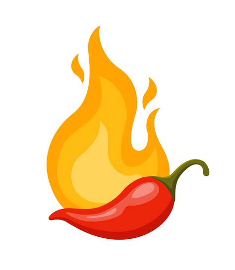 Chili pepper and Fire. Hot burning fire flame and red chili pepper ...
