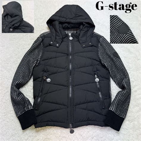 着る度に楽しめる G-stage フード付ダウンコンビニット ダブルジップ ストレッチ 肩ロゴ 黒 サイズ44 Mサイズ ブラック ダウン(中古)のオークション落札情報