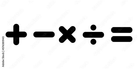 Basic math symbols icons set, basic mathematics symbols collection plus ...