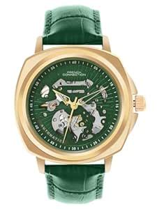 Buy French Connection The Max Automatic Men's Watch Green Leather Strap ...