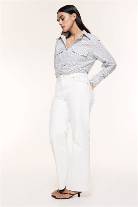 Fitted poplin shirt - White/Brown striped - Ladies | H&M IN